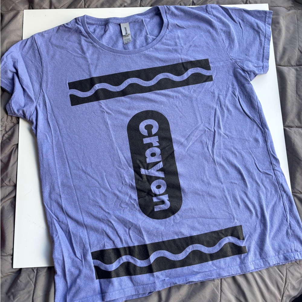 Bundle Womens Kids Crayon Graphic Tees in Purple & Pink Halloween Costume Fun - Picture 3 of 6